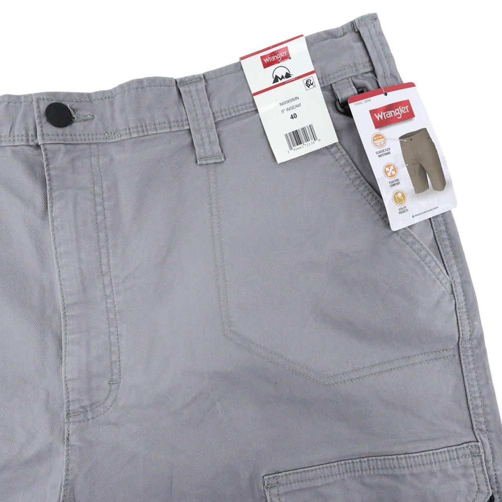 NEW Wrangler Cargo Shorts Gray Flex Waistband Utility Mens 40 NW968MN‎